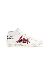 weiße bedruckte hohe Sneakers aus Leder von Premiata
