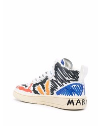 weiße bedruckte hohe Sneakers aus Leder von Marni