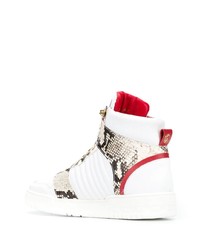 weiße bedruckte hohe Sneakers aus Leder von Giuliano Galiano