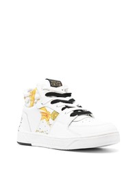 weiße bedruckte hohe Sneakers aus Leder von VERSACE JEANS COUTURE