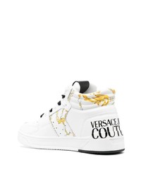 weiße bedruckte hohe Sneakers aus Leder von VERSACE JEANS COUTURE