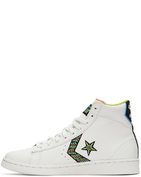 weiße bedruckte hohe Sneakers aus Leder von Converse