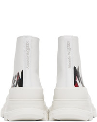weiße bedruckte hohe Sneakers aus Leder von Alexander McQueen