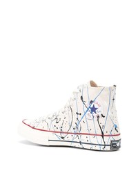 weiße bedruckte hohe Sneakers aus Segeltuch von Converse