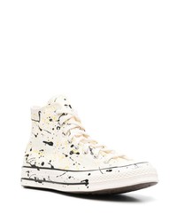 weiße bedruckte hohe Sneakers aus Segeltuch von Converse