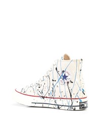 weiße bedruckte hohe Sneakers aus Segeltuch von Converse