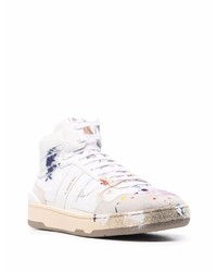 weiße bedruckte hohe Sneakers aus Segeltuch von Lanvin