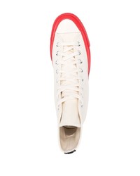weiße bedruckte hohe Sneakers aus Segeltuch von Comme Des Garcons Play