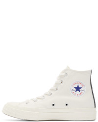 weiße bedruckte hohe Sneakers aus Segeltuch von Comme des Garcons