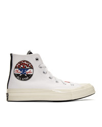 weiße bedruckte hohe Sneakers aus Segeltuch von Converse