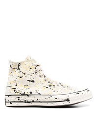 weiße bedruckte hohe Sneakers aus Segeltuch von Converse