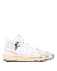 weiße bedruckte hohe Sneakers aus Segeltuch von Lanvin