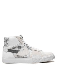 weiße bedruckte hohe Sneakers aus Segeltuch von Nike