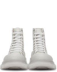 weiße bedruckte hohe Sneakers aus Segeltuch von Alexander McQueen