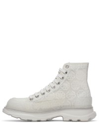 weiße bedruckte hohe Sneakers aus Segeltuch von Alexander McQueen