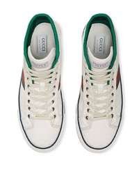 weiße bedruckte hohe Sneakers aus Segeltuch von Gucci