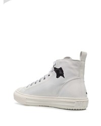 weiße bedruckte hohe Sneakers aus Segeltuch von Valentino Garavani