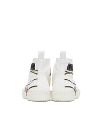 weiße bedruckte hohe Sneakers aus Segeltuch von Valentino