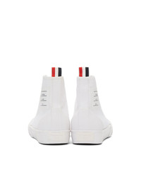 weiße bedruckte hohe Sneakers aus Segeltuch von Thom Browne