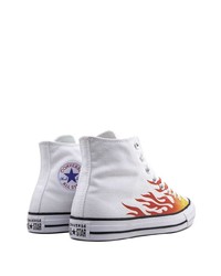 weiße bedruckte hohe Sneakers von Converse