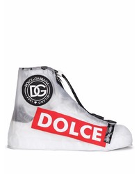 weiße bedruckte hohe Sneakers von Dolce & Gabbana