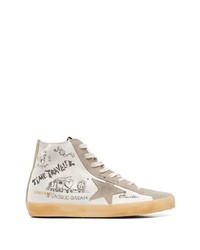 weiße bedruckte hohe Sneakers von Golden Goose