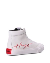 weiße bedruckte hohe Sneakers von Hugo