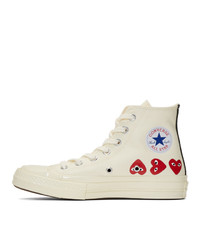 weiße bedruckte hohe Sneakers von Comme Des Garcons Play