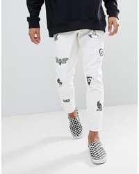 weiße bedruckte Jeans von ASOS DESIGN
