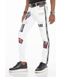 weiße bedruckte Jeans von Cipo & Baxx