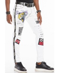 weiße bedruckte Jeans von Cipo & Baxx