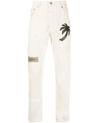 weiße bedruckte Jeans von Palm Angels