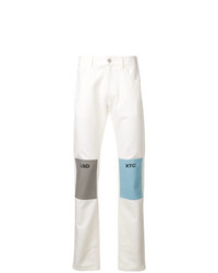 weiße bedruckte Jeans von Raf Simons