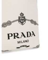 weiße bedruckte Leder Clutch Handtasche von Prada