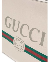 weiße bedruckte Leder Clutch Handtasche von Gucci