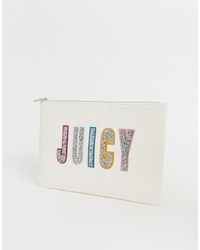 weiße bedruckte Leder Clutch von Juicy Couture