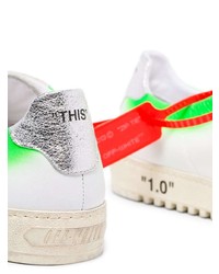 weiße bedruckte Leder niedrige Sneakers von Off-White