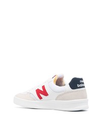 weiße bedruckte Leder niedrige Sneakers von New Balance