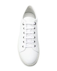 weiße bedruckte Leder niedrige Sneakers von Lanvin