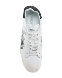 weiße bedruckte Leder niedrige Sneakers von White Premiata