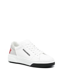 weiße bedruckte Leder niedrige Sneakers von DSQUARED2