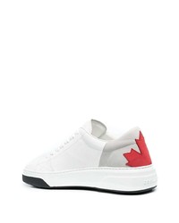 weiße bedruckte Leder niedrige Sneakers von DSQUARED2