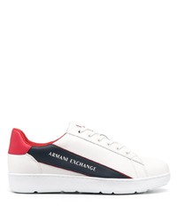 weiße bedruckte Leder niedrige Sneakers von Armani Exchange