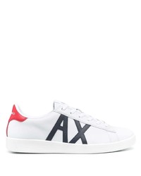 weiße bedruckte Leder niedrige Sneakers von Armani Exchange