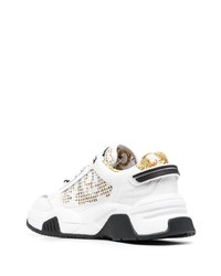 weiße bedruckte Leder niedrige Sneakers von VERSACE JEANS COUTURE