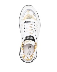 weiße bedruckte Leder niedrige Sneakers von VERSACE JEANS COUTURE