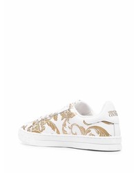 weiße bedruckte Leder niedrige Sneakers von VERSACE JEANS COUTURE