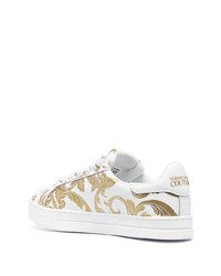 weiße bedruckte Leder niedrige Sneakers von VERSACE JEANS COUTURE