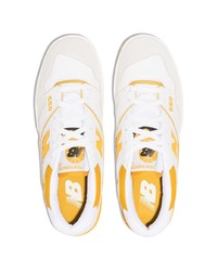 weiße bedruckte Leder niedrige Sneakers von New Balance