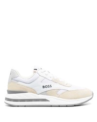 weiße bedruckte Leder niedrige Sneakers von BOSS